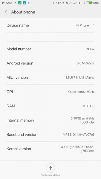 Xiaomi Mi4 MIUI 7 Marshmallow