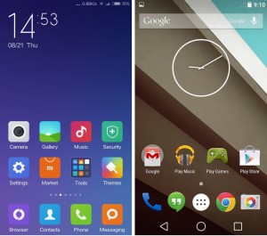 Home screen MIUI 6 vs Android L
