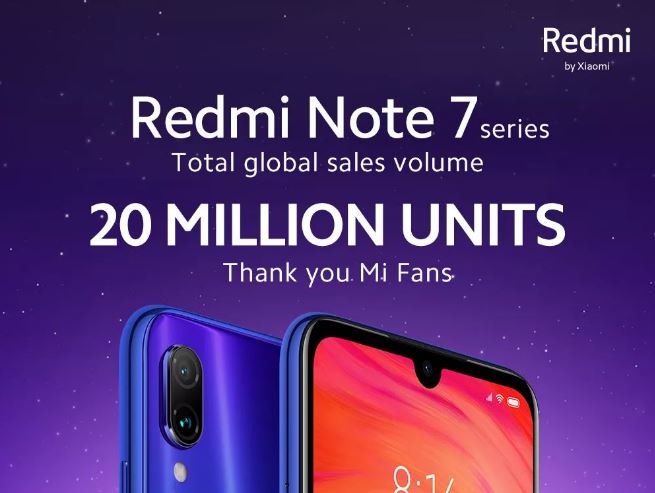 Redmi Note 7 20 milioni vendite