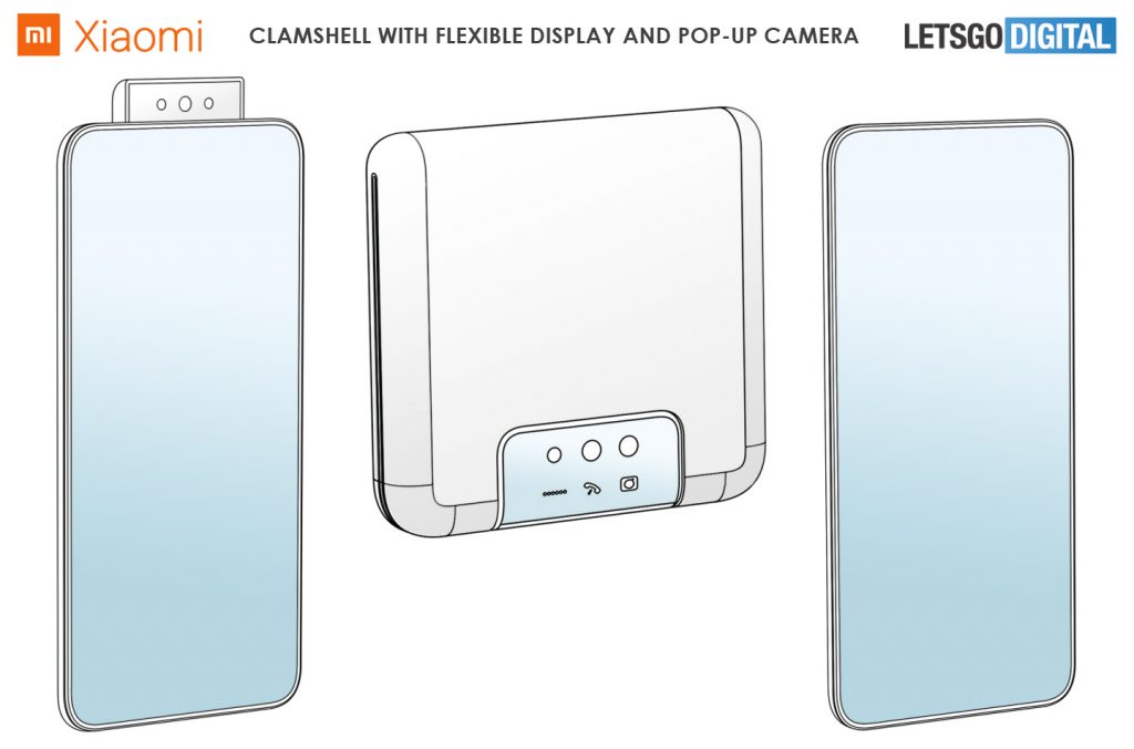 Xiaomi brevetto smartphone flessibile a conchiglia con fotocamera pop-up