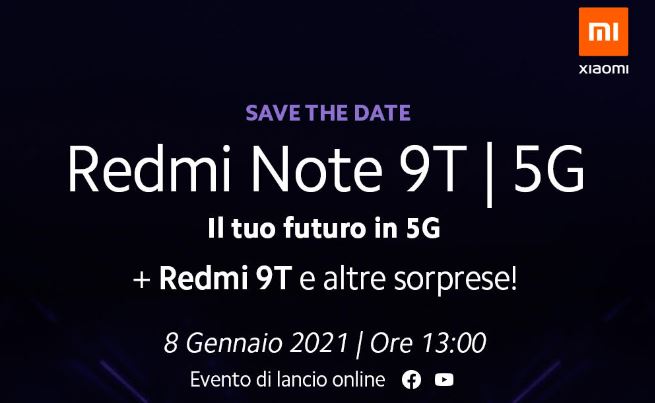 Redmi Note 9T presentazione