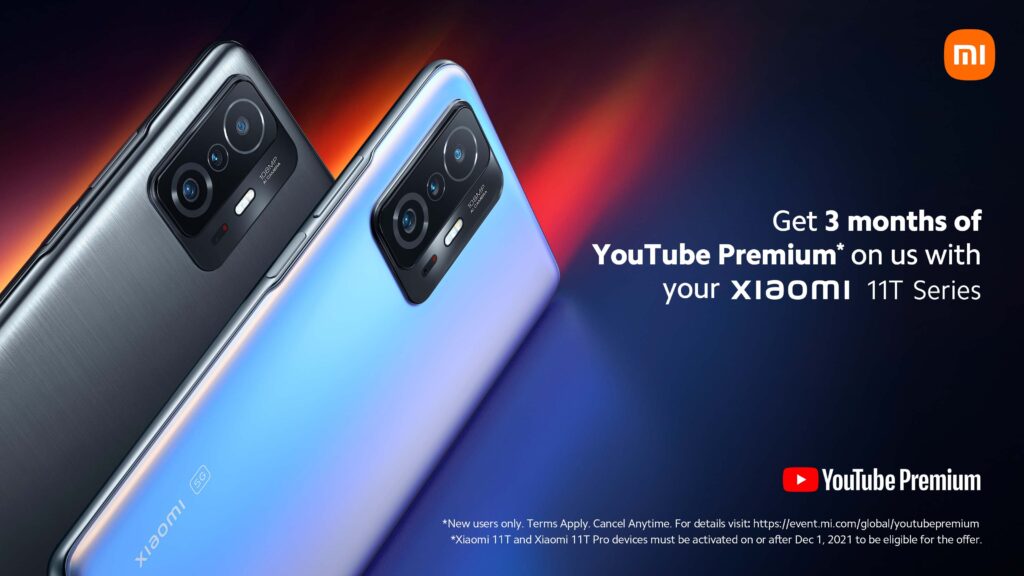 Xiaomi 11T 3 mesi YouTube Premium